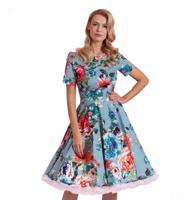 Dolly & Dotty Darlene Floral Swing Dress Blue-XXL Dolly & Dotty Darlene Floral Swing Dress Blue-XXL