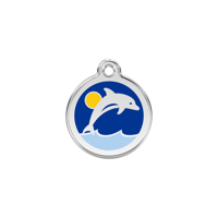 Dolphin Navy roestvrijstalen hondenpenning small/klein dia. 2 cm - Reddingo