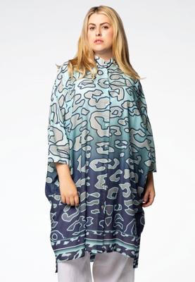 Yoek Lange wijde Blouse LUGO | Blauw | Maat 54/56