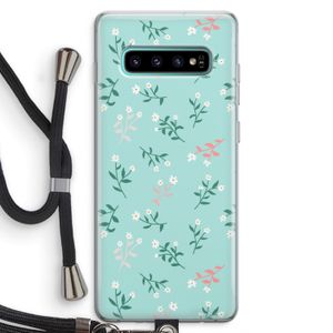 Small white flowers: Samsung Galaxy S10 Plus Transparant Hoesje met koord