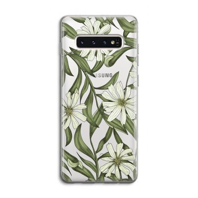 Wit bloemenpatroon: Samsung Galaxy S10 4G Transparant Hoesje