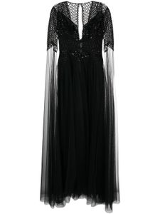 Zuhair Murad robe longue en tulle à manches fendues - Noir