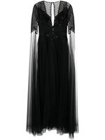 Zuhair Murad robe longue en tulle à manches fendues - Noir