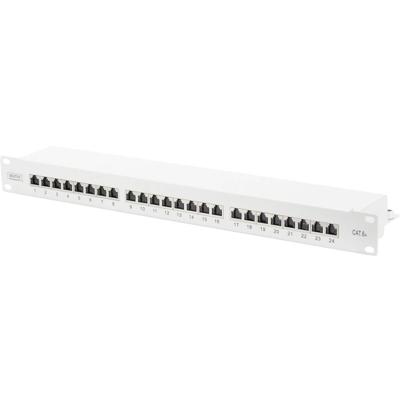 Digitus DN-91624S-EA 24 poorten Netwerkpatchpaneel 483 mm (19) CAT 6A 1 HE Grijs-wit (RAL 7035) Ingericht