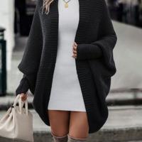 Bon&Bon Batwing Sleeve Duster Cardigan - Beige Rib-Knit Casual Wrap Black / XS