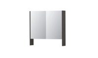 INK SPK3 spiegelkast met 2 dubbel gespiegelde deuren, open planchet, stopcontact en schakelaar 80 x 14 x 74 cm, oer grijs - thumbnail