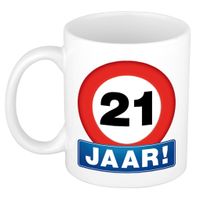 Verkeersbord mok/ beker 21 jaar - Verjaardagsmokken