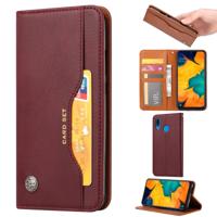 Knead huidtextuur horizontaal Flip lederen case voor Samsung Galaxy A40 met foto frame & houder & kaartsleuven & portemonnee (wijn rood)