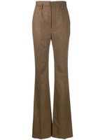 Saint Laurent pantalon en laine à taille haute - Marron