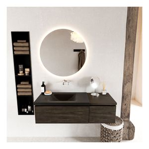 Mondiaz Bukla 120cm badmeubel met module 40 kleur dark brown met 2 lades en wastafel links zonder kraangat kleur urban