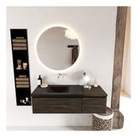 Mondiaz Bukla 120cm badmeubel met module 40 kleur dark brown met 2 lades en wastafel links zonder kraangat kleur urban