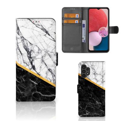 Samsung Galaxy A13 (4G) | Bookcase | Marmer Wit Zwart - Origineel Cadeau Man