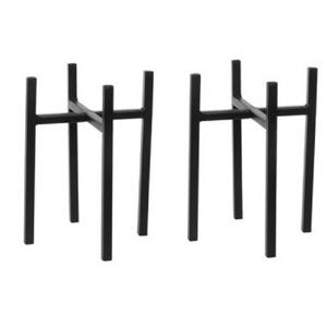 Plantenstandaard - 2x stuks - zwart - H25 x B16 cm - metaal - plantenpot/bloempot verhoger