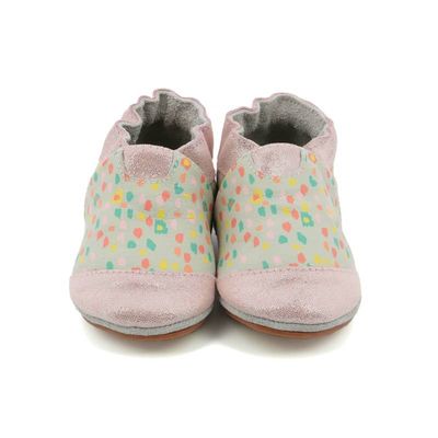 Robeez babyslofjes Minishoez Pastel beige rose brillant Maat