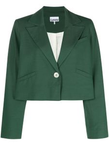 GANNI blazer crop à simple boutonnage - Vert