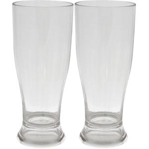 Set van 2x stuks onbreekbare kunststof camping bierglazen 350 ml