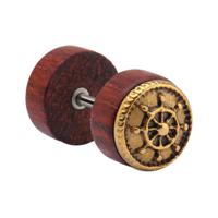 Fake plug met staal accessoire Mahogany/Chirurgisch staal 316L Fake Piercings