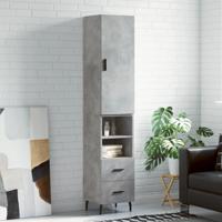 Hoge kast 34,5x34x180 cm bewerkt hout betongrijs