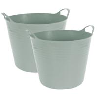 Excellent houseware flexibele wasmand - 2x - groen - 27 liter - kunststof - 42 x 40 x 35 cm