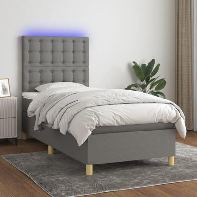 Boxspring met matras en LED stof donkergrijs 80x200 cm