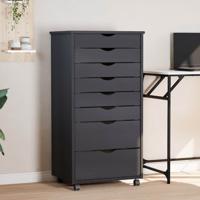 Ladekast MOSS verrijdbaar massief grenenhout grijs