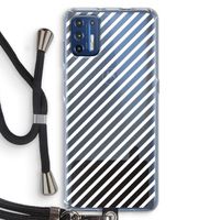 Strepen zwart-wit: Motorola Moto G9 Plus Transparant Hoesje met koord