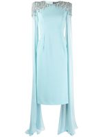 Jenny Packham robe Jenna mi-longue à perles - Bleu