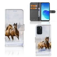 OPPO Reno6 5G Telefoonhoesje met Pasjes Paarden