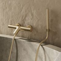Saniclear Brass thermostatische opbouw badkraan met handdouche geborsteld messing / mat goud - thumbnail