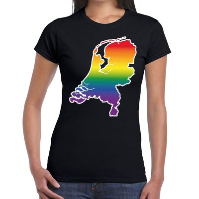 Nederland gay pride regenboog t-shirt zwart dames Nederland gay pride regenboog t-shirt zwart dames