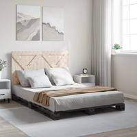 Bedframe met hoofdbord massief grenenhout grijs 160x200 cm