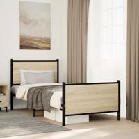 Bedframe zonder matras metaal sonoma eikenkleurig 75x190 cm
