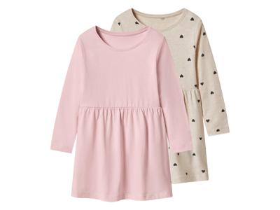 lupilu Set van 2 kinder jurken (Beige/roze, 122/128) lupilu Set van 2 kinder jurken (Beige/roze, 122/128)