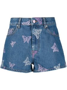 GANNI short en jean à détails de patchs - Bleu