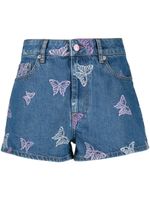 GANNI short en jean à détails de patchs - Bleu - thumbnail