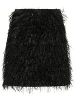 Genny minijupe ornée de plumes à taille haute - Noir