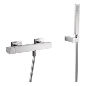 Douchekraan Tres Slim | Opbouw | Mengkraan | 1-weg | hoh 15 cm | 1-knop | Vierkant | Chroom