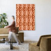 Urban Cotton Wandkleed 'Moon BlockPrint' 80 x 110cm in Frame - black