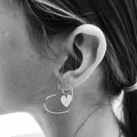 Vrouwen Fashion eenvoudige metalen Love hart hoepel oorbellen Set