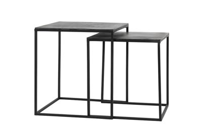 Light & Living Bijzettafel 'Banos' Set van 2 stuks 40x40x45+, ruw lood antiek