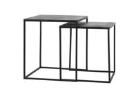 Light & Living Bijzettafel 'Banos' Set van 2 stuks 40x40x45+, ruw lood antiek