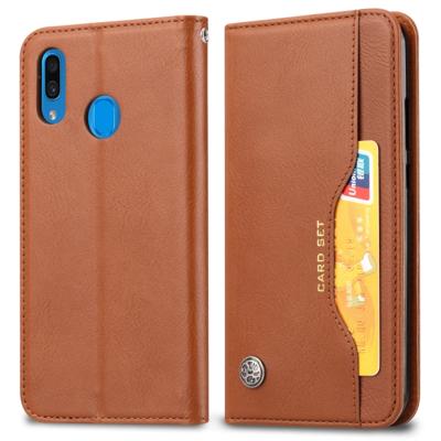Kneed huid textuur horizontale Flip lederen case voor Galaxy A20e met fotolijst & houder & card slots & portemonnee (bruin)