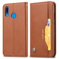 Kneed huid textuur horizontale Flip lederen case voor Galaxy A20e met fotolijst & houder & card slots & portemonnee (bruin)