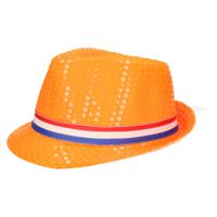 Oranje gleufhoed/hoedje voor volwassenen met Nederlandse vlag - thumbnail