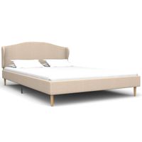 vidaXL Bedframe stof beige 135x190 cm - thumbnail