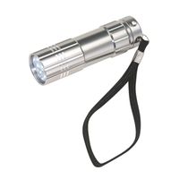 1x Voordelige LED power zaklampen zilver 9.5 cm   -