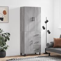 Hoge kast 69,5x34x180 cm bewerkt hout grijs sonoma eikenkleurig