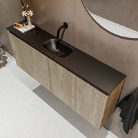 Mondiaz Ture 120cm toiletmeubel light brown grey met wastafel urban midden geen kraangat - thumbnail