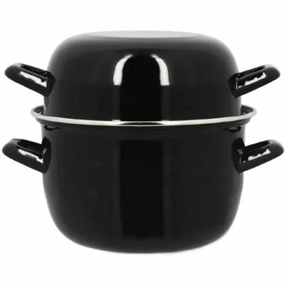 Casserolepan met deksel Menastyl Zwart Glazed enamelled steel 2 Onderdelen