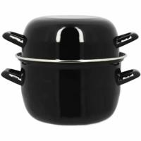 Casserolepan met deksel Menastyl Zwart Glazed enamelled steel 2 Onderdelen